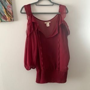 Arden B. Sheer Cranberry Top